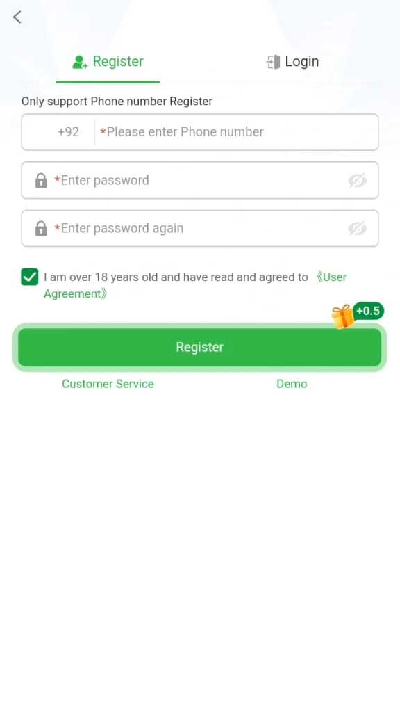 Me5 Game registration section