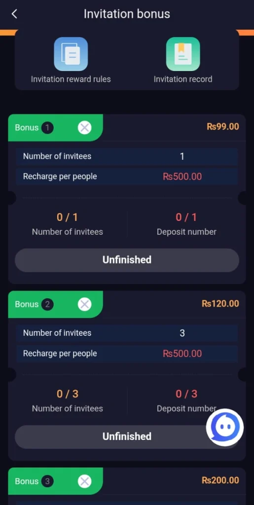 Royal8bet game invitation bonus section screenshot